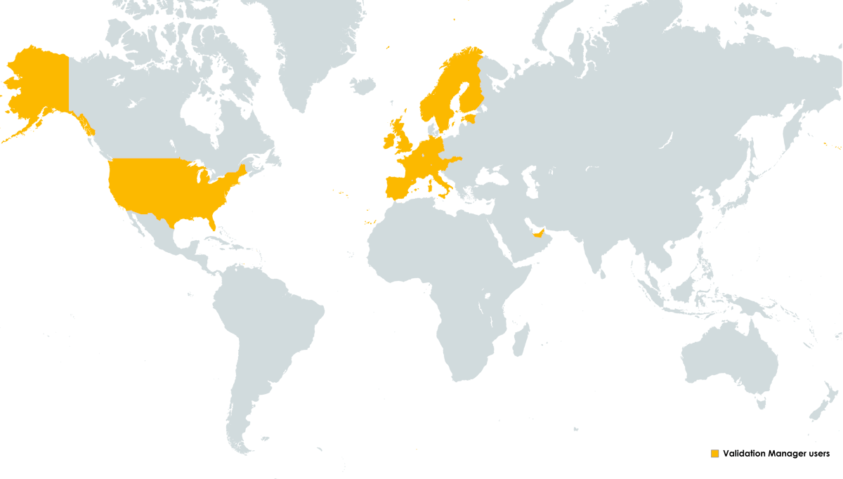 Validation Manager users on a world map